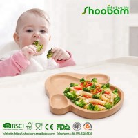 Natural Wooden Utensil Set, Flatware Set Puppy Dog Shape Dish for Baby Toddler